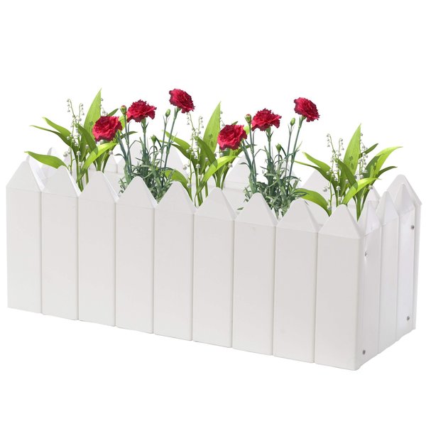 Gardenised Rectangular Traditional Fence Design Vinyl Planter Box QI004006B.L